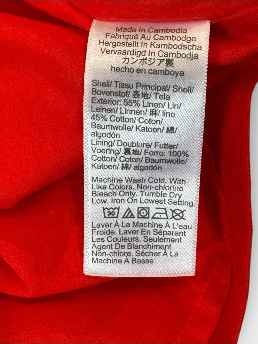 NWT J.Crew Red Linen Blend Military Button Shift Dress Size 4 Lightweight Summer